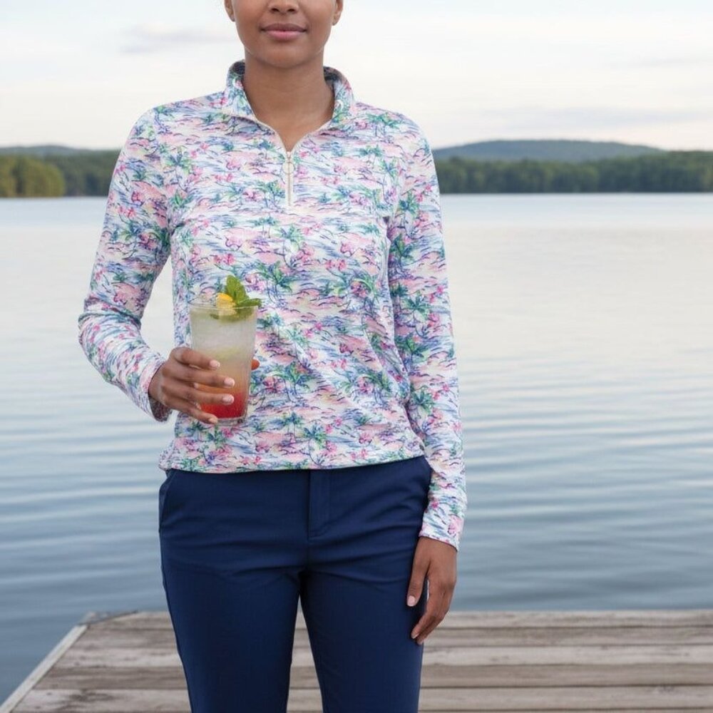Stella Parker S Shirt Quarter Zip Athletic Long Sleeve UPF 50 Top Activewear